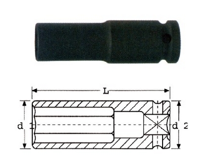 1/2”外六方加长型强力套筒