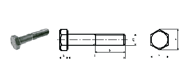 外六角细牙螺栓，半牙steel 8.8,yellow zinc